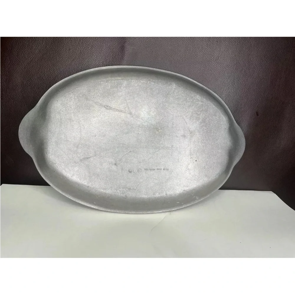 Wilton Armetale Large Pewter Platter Scallop Handles MCM Serving tray vintage